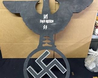 Controversial wood carving (23-3/4 in x 26 in)with eagle and swastika