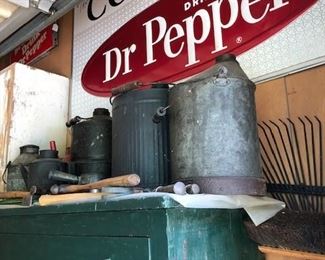 Many Antique Dr. Pepper Signs and Railroad items