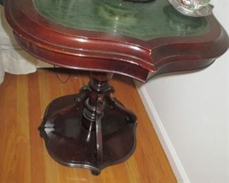 Pair of Leather Top Vintage Cherry Mahogany Accent Tables
