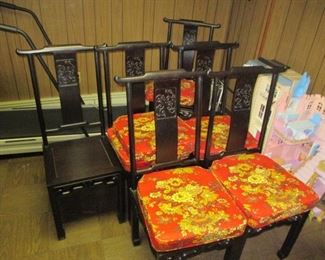 Asian Inspired Chairs With Cushions 6 Chairs 