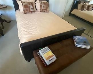 Queen leather bed frame and brand new mattress set. 