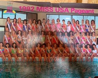 1992 Miss USA pageant poster signed by contestants. Pageant was held in Wichita Kansas