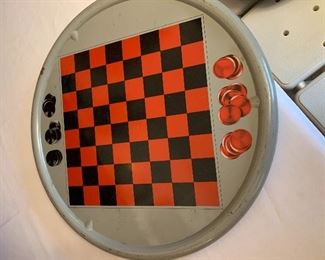 Round metal checkerboard