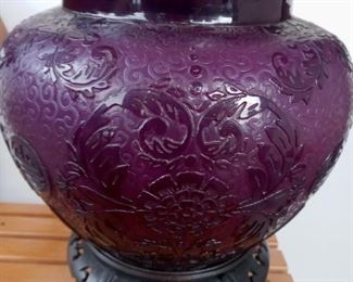 Double Acid Cut Steuben Plum Jade Vase
