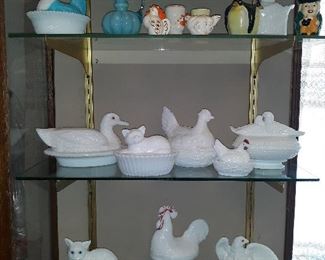 Hen on nest glass egg cups.