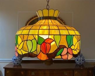 1980's stained glass light fixture
