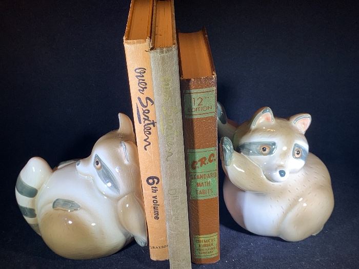 adorable raccoon bookends