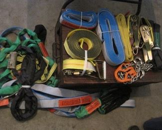 Slings and ratchet straps by Lift-All. 