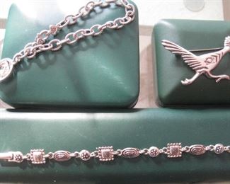 Judith Ripka Bracelet. Sterling Roadrunner Pin.