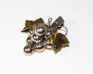 Sterling Silver Grapes Pendant/Brooch