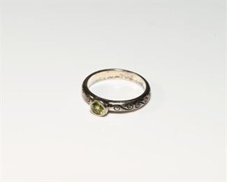 Sterling Silver Ring w/ Round Yellow Stone