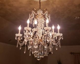 Several crystal chandeliers