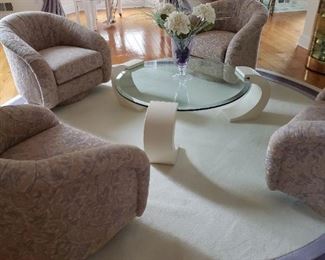 4 beautiful custom armchairs with custom inlaid carpets