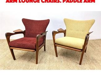 Lot 601 Pr ADRIAN PEARSALL Walnut Arm Lounge Chairs. Paddle arm