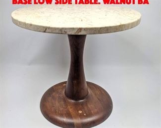 Lot 608 Round Stone Top Pedestal Base Low Side Table. Walnut ba