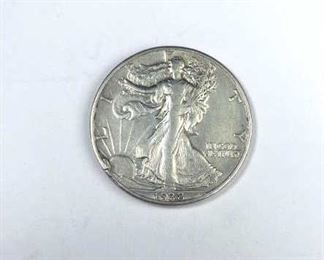1938-D Walking Liberty Silver Half Dollar, Scarce