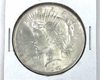 1922 Peace Silver Dollar, Nice Luster U.S. $1 Coin