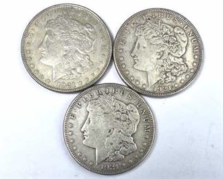 1921-P,D,S Morgan Silver Dollars, Fine to X-Fine