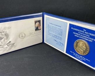 1oz Silver George Washington Coin, Gold Plated
