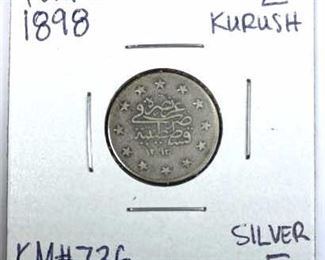 1898 Turkey Silver 2 Kurush, Fine