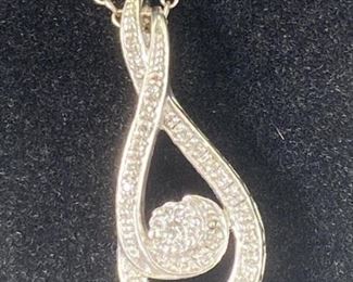 Genuine Diamonds & 925 Teardrop Pendant Necklace