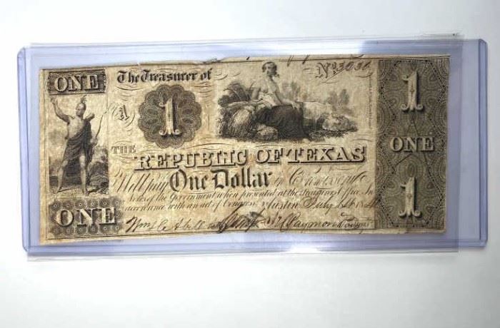 1841 Republic of Texas $1 Bill