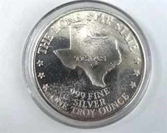 1986 Vintage Texas Round .999 Fine Silver