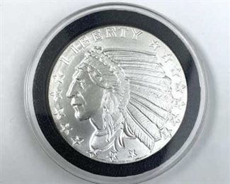 1oz Silver Indian, Incuse .999 Round