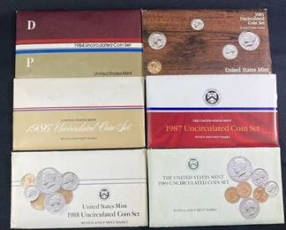 (6) 1984-89 Uncirculated Coin Sets, U.S.