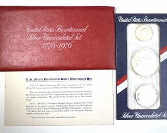 1976 Three Piece Silver Bicentennial Set