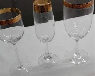 Lenox gold trimmed  set of 16 water, 16 wine and 16 champagne glasses  48 pieces  $600.00