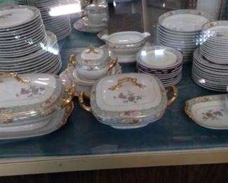 Limoges Visnaud china set . $495.00. Includes 11 dinner plates,12 bread and salad plates, 12 bowls, 8 teacups and saucers, creamer and sugar set, 3 platters and serving pieces