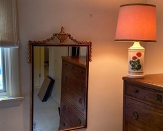 Framed Mirror and Table Lamp