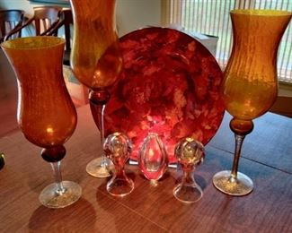 Red and Amber Glass Decor