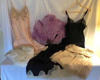 Vintage Silk Lingerie and a Feather Fan