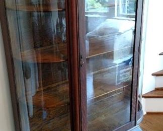 Antique Paw Footed Curio with curved glass