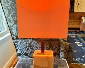 $150  MCM marble base lamp with linen shade
20” H x 5” W (base) x 3” D (base)