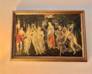 $95 Red, white, and black framed classical print of religious scene.  11" H x 16.5" W. 