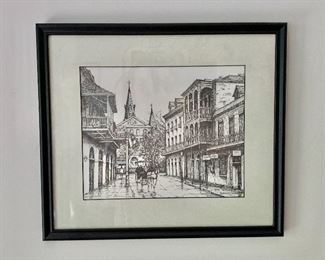 $95 Print depicting New Orleans with spire, 14.5" H x 16.5" W