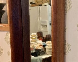$120 - MCM wood framed mirror #3   17.25" H, 8.5" W, 3" D. 