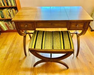 Set $295 Vintage vanity with matching Kindell  stool, 30" H x 41" W x 19.5" D (vanity), 19.5" H x 24" W x 16" D (stool)