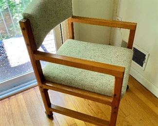 $150 - MCM arm chair on casters. "The Pine Factory"   32.5" H, 20.5" W, 21" D, seat height 17.5".