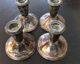 $80 Set 4 Sterling Silver weighted candlesticks
3.5” H x 3.5” diam. 
