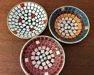 $30 ea Mosaic mid century shallow bowls 1” H x 5” diam. 