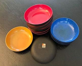 $ 120 Laurids Lonborg  Denmark set 10  colorful shallow bowls, 4” diam. 