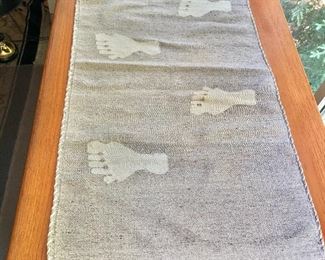 $65 Vintage rug with feet prints as is minor stain.  41" L x 22" W.  