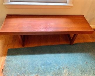 $525  MellemStrands Teak  low coffee table or bench   47.5" L, 14.5" W, 13.5" H.