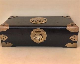 $40 Jewelry box brass latch and accents.   3" H, 10" W, 4.5" D