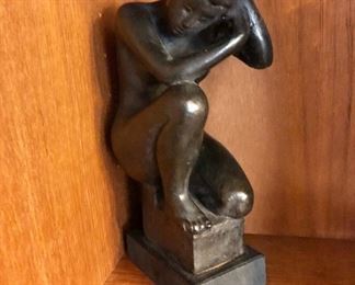 $75 Statue of woman figure on pedestal stand.  9" H.  