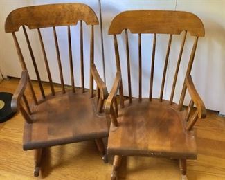 $120 each -  Pair  Nichols and Stone Windsor  Child Rocking chairs.  Each  28" H, 16.25" W, 14" D, seat height 9.5". 